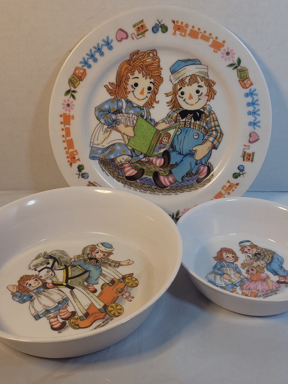 Raggedy Ann & Andy White Ceramic Kids Bowl and Plate Set (Z)